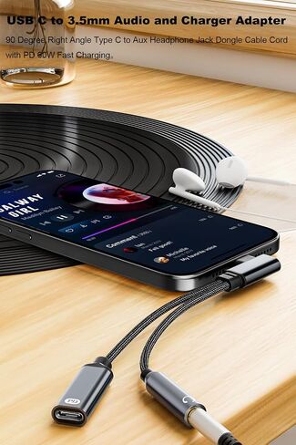 AreMe 90 Degree Right Angle USB C to 3.5mm Audio and Charger Adapter in Saudi Arabia