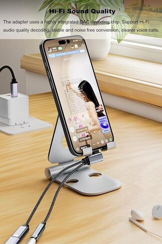 AreMe 90 Degree Right Angle USB C to 3.5mm Audio and Charger Adapter in Saudi Arabia