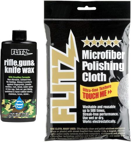 FLITZ 7.6 oz Rifle, Gun & Knife Wax + 16″ × 16″ Microfiber Cloth in Saudi Arabia