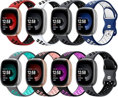 Maledan Stylish Sport Band Compatible for Fitbit Versa 3/ Versa 4/ Fitbit Sense/Sense 2 Bands Women Men, Soft Silicone Strap Wristband Replacement for Fitbit Versa 3/ Sense Smart Watch Bands in Saudi Arabia