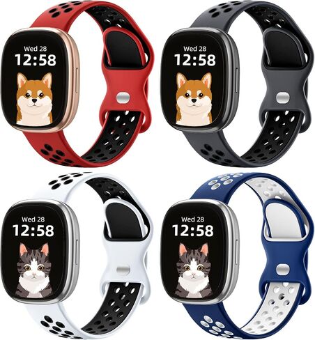 Maledan Stylish Sport Band Compatible for Fitbit Versa 3/ Versa 4/ Fitbit Sense/Sense 2 Bands Women Men, Soft Silicone Strap Wristband Replacement for Fitbit Versa 3/ Sense Smart Watch Bands in Saudi Arabia