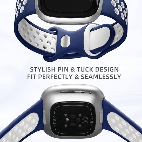 Maledan Stylish Sport Band Compatible for Fitbit Versa 3/ Versa 4/ Fitbit Sense/Sense 2 Bands Women Men, Soft Silicone Strap Wristband Replacement for Fitbit Versa 3/ Sense Smart Watch Bands in Saudi Arabia