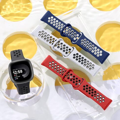 Maledan Stylish Sport Band Compatible for Fitbit Versa 3/ Versa 4/ Fitbit Sense/Sense 2 Bands Women Men, Soft Silicone Strap Wristband Replacement for Fitbit Versa 3/ Sense Smart Watch Bands in Saudi Arabia