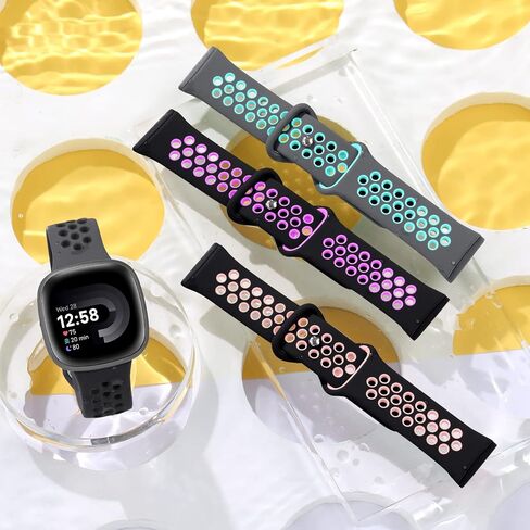 Maledan Stylish Sport Band Compatible for Fitbit Versa 3/ Versa 4/ Fitbit Sense/Sense 2 Bands Women Men, Soft Silicone Strap Wristband Replacement for Fitbit Versa 3/ Sense Smart Watch Bands in Saudi Arabia