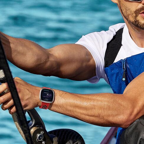 Maledan Stylish Sport Band Compatible for Fitbit Versa 3/ Versa 4/ Fitbit Sense/Sense 2 Bands Women Men, Soft Silicone Strap Wristband Replacement for Fitbit Versa 3/ Sense Smart Watch Bands in Saudi Arabia