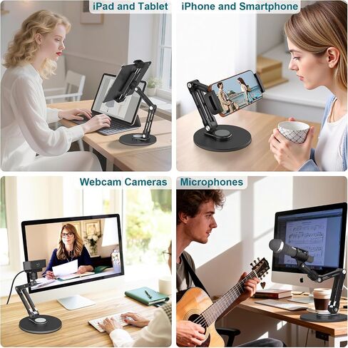 Desktop iPad Stand,Tablet Aluminum Arm 360° Rotation Heavy-Duty Base Mount in Saudi Arabia