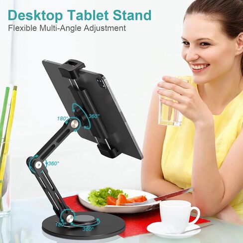 Desktop iPad Stand,Tablet Aluminum Arm 360° Rotation Heavy-Duty Base Mount in Saudi Arabia