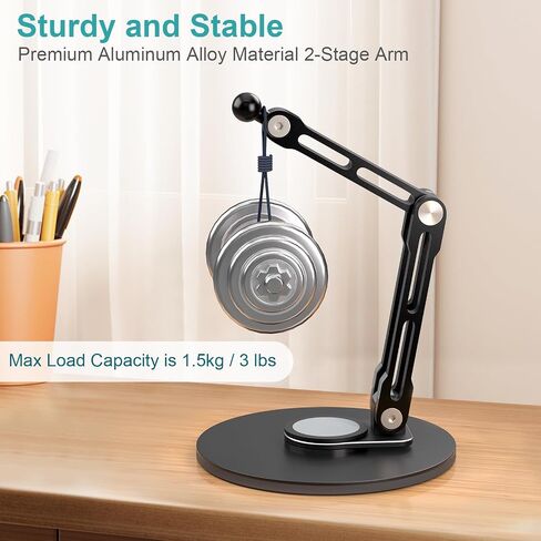 Desktop iPad Stand,Tablet Aluminum Arm 360° Rotation Heavy-Duty Base Mount in Saudi Arabia