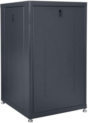 Lowell LDR-1824 LDR Series 18U x 24 Inches Deep Designer AV Rack with Tempered Glass Door; Solid Top with Vents and Cable Entry Port(s); Steel Rear Door; Removable Side Panels in Saudi Arabia