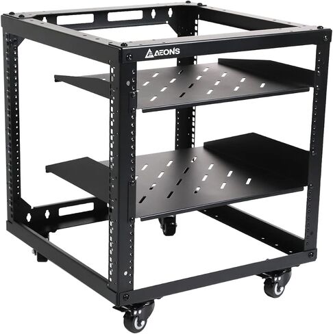 AEONS 22U 4-Post Open Frame Server Rack with Casters, Adjustable Depth in Kuwait
