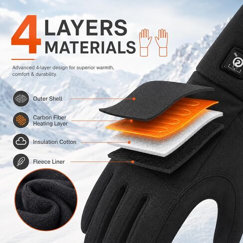 Heated Gloves for Adults, 3 Heat Settings, Rechargeable Battery XS/S in Kuwait