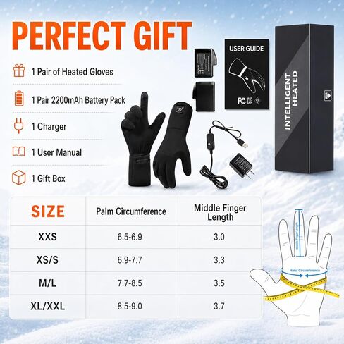 Heated Gloves for Adults, 3 Heat Settings, Rechargeable Battery XS/S in Kuwait