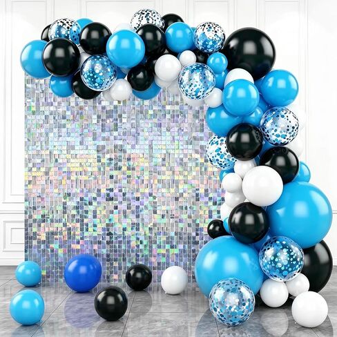 4x6 FT Black Shimmer Wall Backdrop, 24 Pcs for Party in Kuwait