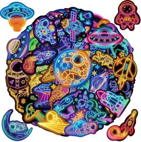 100 PCS Neon Astronaut Stickers Space Stickers Pack for Water Bottle in Saudi Arabia