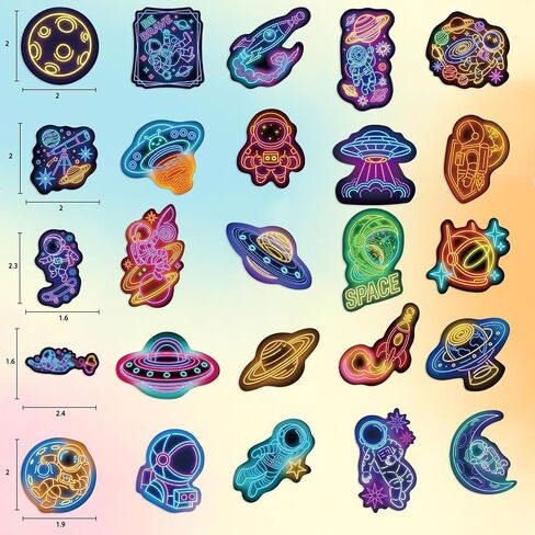 100 PCS Neon Astronaut Stickers Space Stickers Pack for Water Bottle in Saudi Arabia