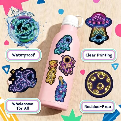 100 PCS Neon Astronaut Stickers Space Stickers Pack for Water Bottle in Saudi Arabia