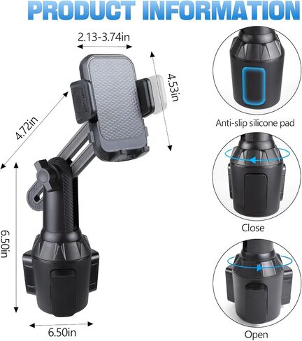 Car Cup Phone Holder, 360° Rotation Phone Mount Cellphone Cradle in Saudi Arabia