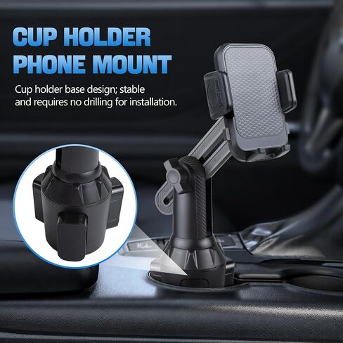 Car Cup Phone Holder, 360° Rotation Phone Mount Cellphone Cradle in Saudi Arabia