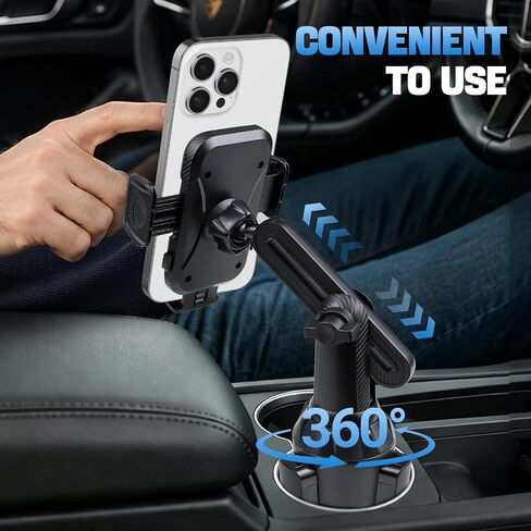 Car Cup Phone Holder, 360° Rotation Phone Mount Cellphone Cradle in Saudi Arabia