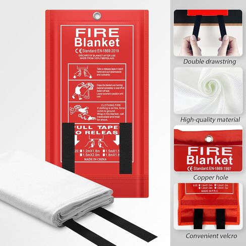 FLASLD 4 Pack Fire Blanket for Home and Kitchen, 40x40 Inch Fiberglass Fire Blankets Emergency for People, Fire Suppression Blankets for School Fireplace Grill Car Office Garage Welding Warehouse in Saudi Arabia