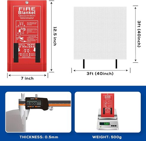 FLASLD 4 Pack Fire Blanket for Home and Kitchen, 40x40 Inch Fiberglass Fire Blankets Emergency for People, Fire Suppression Blankets for School Fireplace Grill Car Office Garage Welding Warehouse in Saudi Arabia