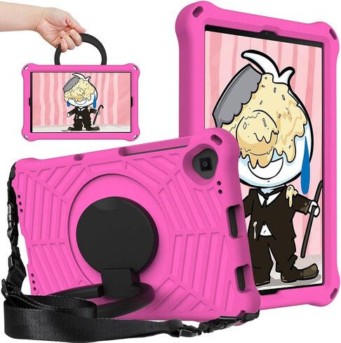 Kids Case for Samsung Galaxy Tab A 10.1 2019 Model(SM-T510/T515), Lightweight Shockproof Protective Cover Handle Kickstand(Rose Red) in Saudi Arabia