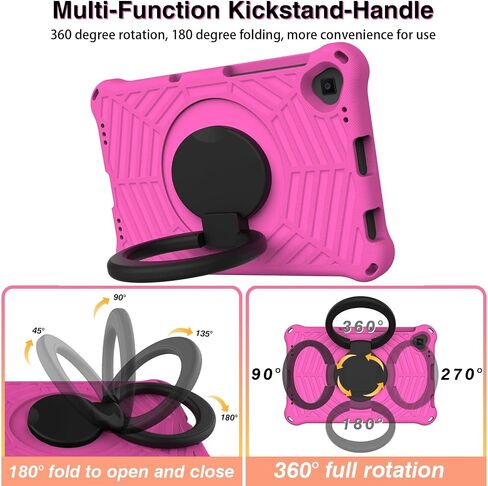 Kids Case for Samsung Galaxy Tab A 10.1 2019 Model(SM-T510/T515), Lightweight Shockproof Protective Cover Handle Kickstand(Rose Red) in Saudi Arabia