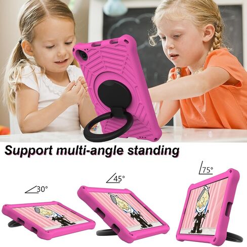 Kids Case for Samsung Galaxy Tab A 10.1 2019 Model(SM-T510/T515), Lightweight Shockproof Protective Cover Handle Kickstand(Rose Red) in Saudi Arabia
