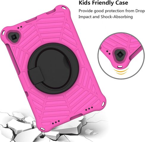 Kids Case for Samsung Galaxy Tab A 10.1 2019 Model(SM-T510/T515), Lightweight Shockproof Protective Cover Handle Kickstand(Rose Red) in Saudi Arabia
