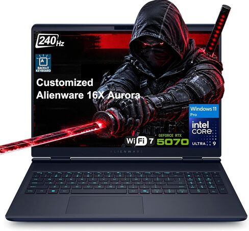 iCarp Customized Laptop Made with Dell Alienware 16X Aurora Gaming AI Laptop 16" WQXGA 240Hz Intel 24-core Ultra 9 275HX 16GB/32GB/64GB DDR5 512GB/1TB/2TB/4TB SSD GeForce RTX 5070 WiFi 7 Win11 Pro in Kuwait