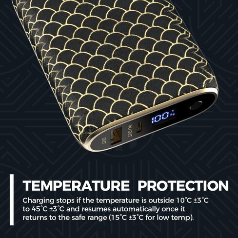 Halo RapidPack 10K DLX Power Bank | USB & USB-C Fast Charging for Multiple Devices, Smart Phones & Tablets, Synthetic Leather Wrapped, Portable Battery Charger, TSA Air Travel Approved — Gold in Saudi Arabia