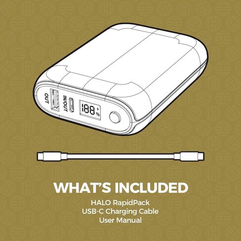 Halo RapidPack 10K DLX Power Bank | USB & USB-C Fast Charging for Multiple Devices, Smart Phones & Tablets, Synthetic Leather Wrapped, Portable Battery Charger, TSA Air Travel Approved — Gold in Saudi Arabia