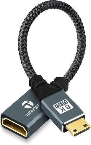 Thsucords 8K Mini HDMI to HDMI Adapter Cable 0.65Ft/0.2M Mini HDMI Male to HDMI-Female Support 8K/60Hz 4K/120Hz for HDTV, Projector Graphics Card,Tablet,Camera,Laptop in Saudi Arabia