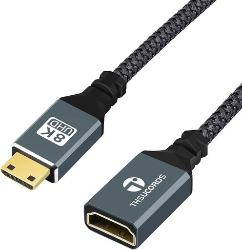 Thsucords 8K Mini HDMI to HDMI Adapter Cable 0.65Ft/0.2M Mini HDMI Male to HDMI-Female Support 8K/60Hz 4K/120Hz for HDTV, Projector Graphics Card,Tablet,Camera,Laptop in Saudi Arabia