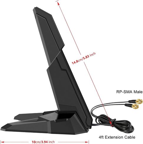 WiFi 6E Tri-Band Antenna Magnetic Base Shark Fin PC Gaming RP-SMA Antenna in Kuwait