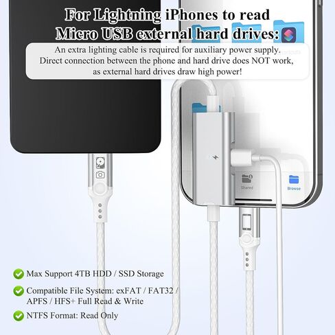 Hard Drive Cable Micro USB to for Lightning MFi-Certified Camera OTG Cord in Saudi Arabia