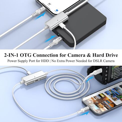 Hard Drive Cable Micro USB to for Lightning MFi-Certified Camera OTG Cord in Saudi Arabia