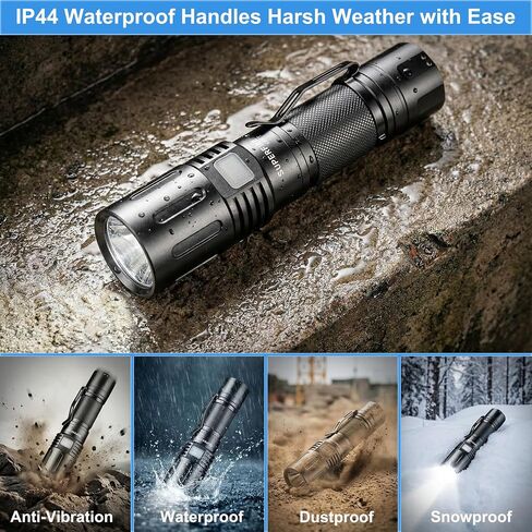 SuperFire Tactical Flashlight Rechargeable, 3000 Lumens Powerful Zoomable LED Flashlight, USB-C Charging & IP44 Waterproof with 5 Modes for Camping, Hiking, Emergency, Home Use in Saudi Arabia
