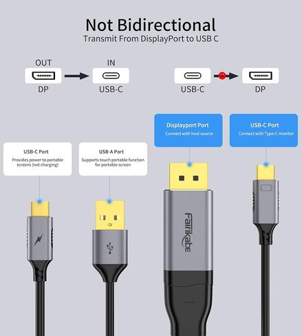 DisplayPort to USB C Cable 4K60Hz, 6.6ft for Studio Display, Wacom in Saudi Arabia