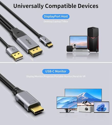 DisplayPort to USB C Cable 4K60Hz, 6.6ft for Studio Display, Wacom in Saudi Arabia