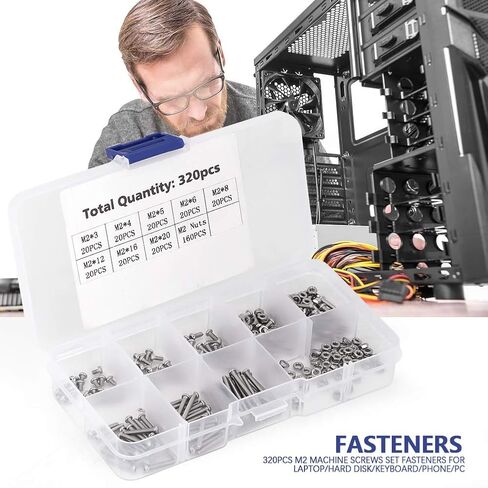 generic 320 Parts M2 Metal Screws Set for Laptop/hard Drive/keyboard/telephone/PC 14 * 8 * M2 in Kuwait