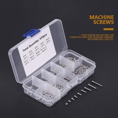 generic 320 Parts M2 Metal Screws Set for Laptop/hard Drive/keyboard/telephone/PC 14 * 8 * M2 in Kuwait