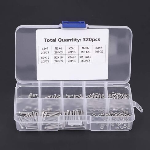 generic 320 Parts M2 Metal Screws Set for Laptop/hard Drive/keyboard/telephone/PC 14 * 8 * M2 in Kuwait