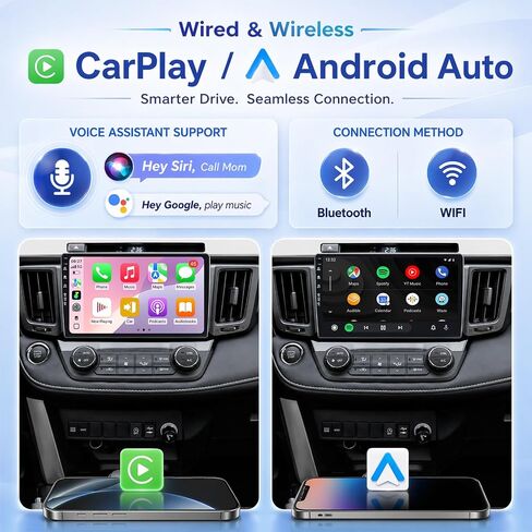 5G-WiFi6 (4Core 64G ROM) Car Radio Stereo for Toyota RAV4 2013-2018,10 inch Touch Screen Head Unit with Wireless Carplay Android Auto GPS Bluetooth SWC FM HD Backup Camera in Saudi Arabia