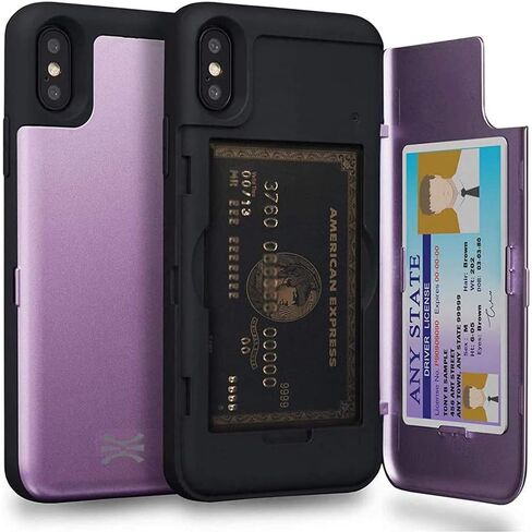 TORU CX PRO for iPhone Xs/iPhone X Case Wallet | Protective Shockproof Heavy Duty Cover with Hidden Card Holder & Card Slot | Plastic Mirror Included - Black in Kuwait