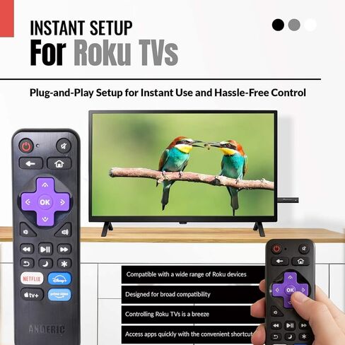 [3-Pack] Anderic RRLF26 (No Programming Needed) Replacement Remote Control for Most Roku TVs Such as ONN, Hisense, Philips, TCL, Hiro in Saudi Arabia