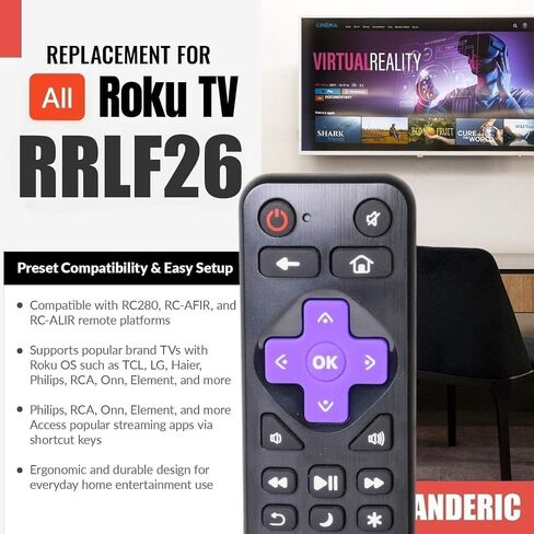 [3-Pack] Anderic RRLF26 (No Programming Needed) Replacement Remote Control for Most Roku TVs Such as ONN, Hisense, Philips, TCL, Hiro in Saudi Arabia