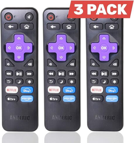[3-Pack] Anderic RRLF26 (No Programming Needed) Replacement Remote Control for Most Roku TVs Such as ONN, Hisense, Philips, TCL, Hiro in Saudi Arabia