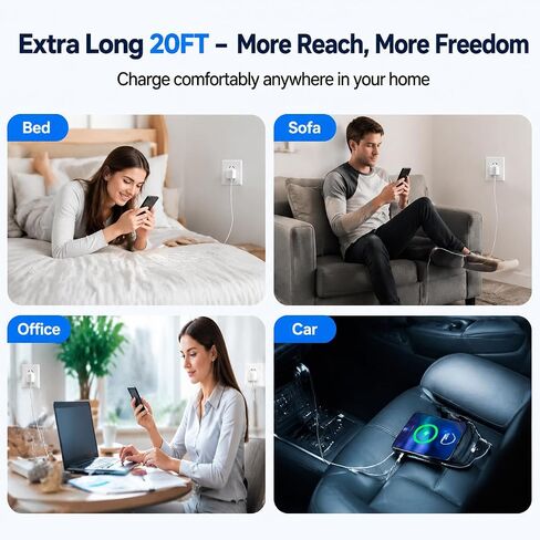20ft USB C to Lightning Cable for iPhone, 20W Fast Charger Cord 2 Pack in Saudi Arabia
