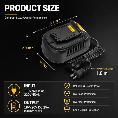 110V to 20V DC Converter,Power Source Option for Dewalt 18V-20V Cordless Tools,AC to DC Converter 500W,120V to 20V Power Supply, AC Plug Transformer Adapter in Saudi Arabia